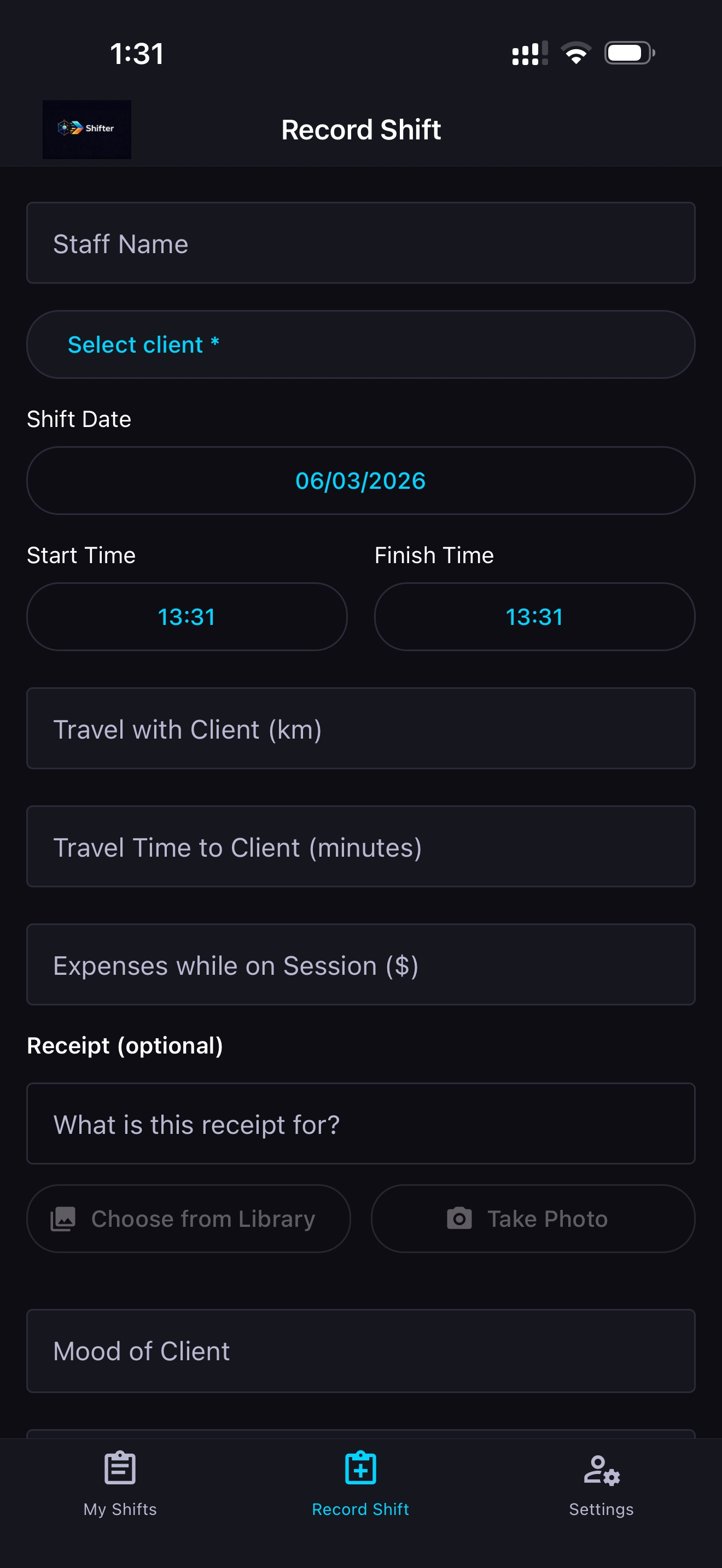 Shifter app screenshot 1